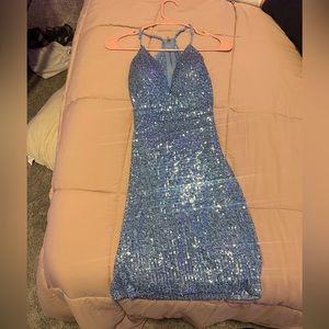 Blue sequence open back prom/homecoming dress. Only wore one time.